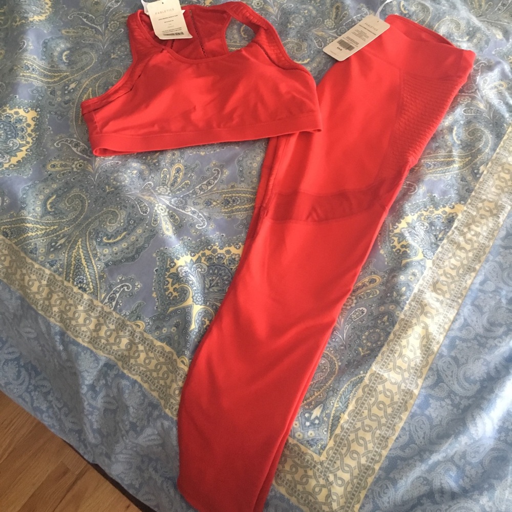 Brand new L Fabletics red outfit. Bra & leggings